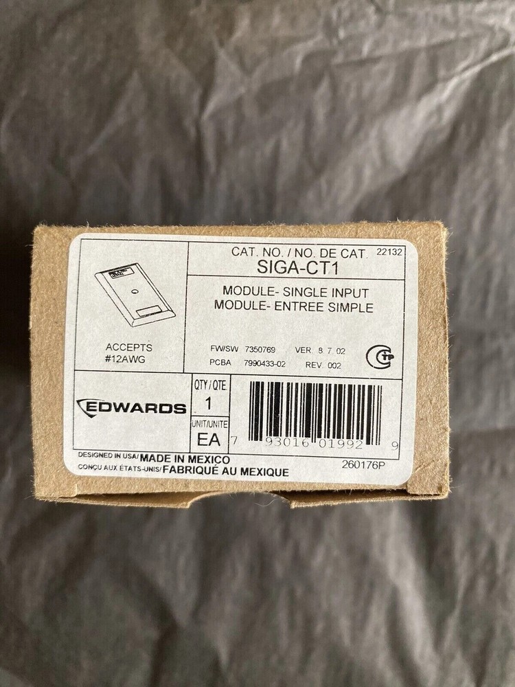 Edwards SIGA-CT1 Single Input Module for Fire Alarm System  - White Free ship