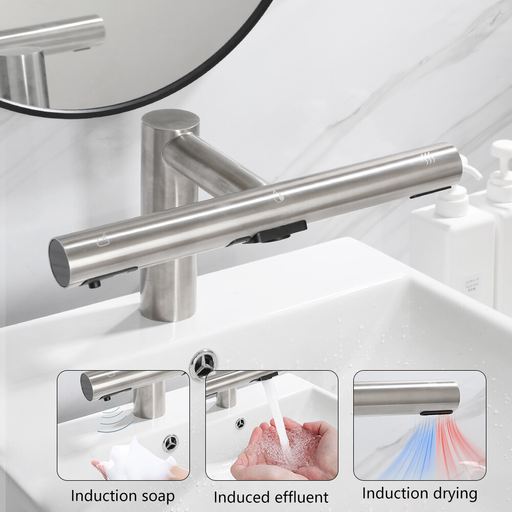Automatic Touchless Sensor Faucet and Air Tap Hand Dryer Combo for Bathroom