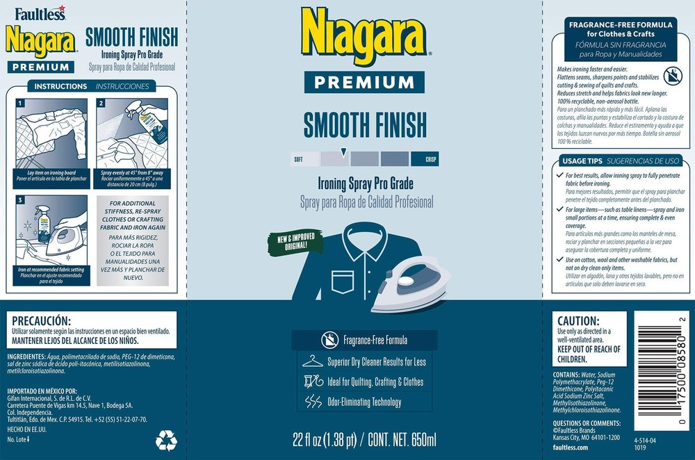 Niagara Spray Starch (22 Oz, 2 Pack) Trigger Pump Liquid for 2 Pack