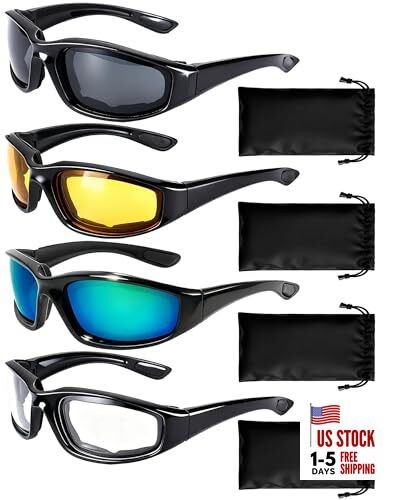 4 Pair Motorcycle Glasses Riding Glasses UV Protection Windproof And Dustproof
