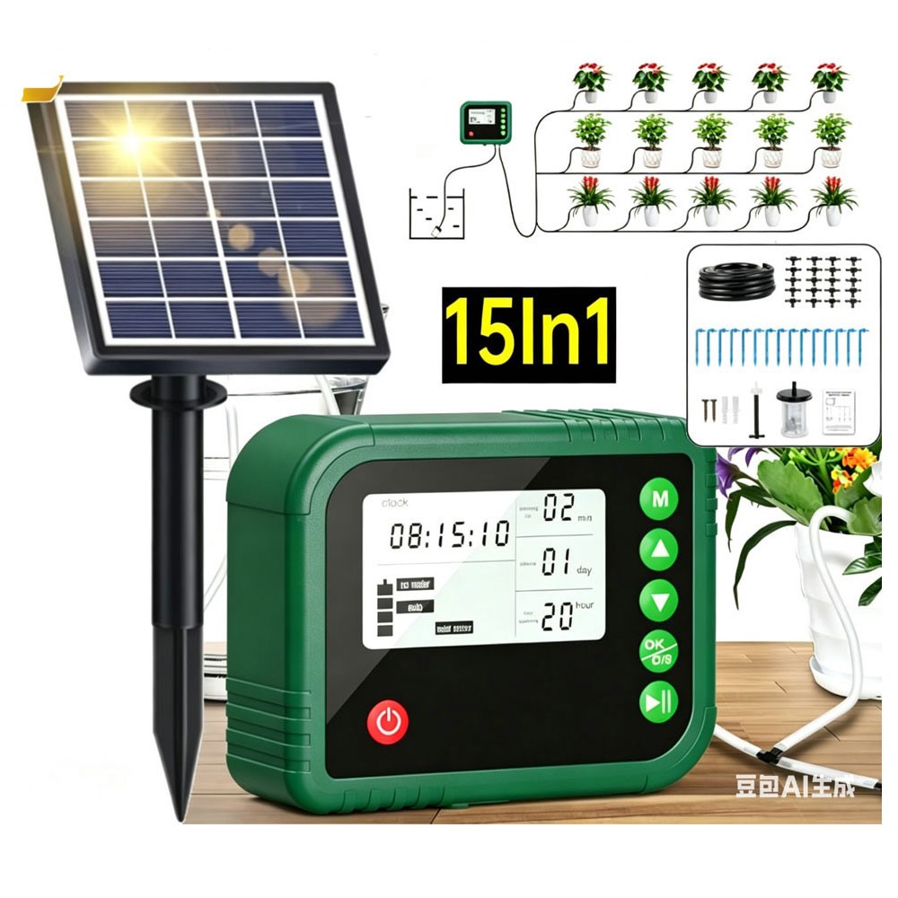 NEW Solar Automatic Irrigation System Plant Watering System Kit with Timer