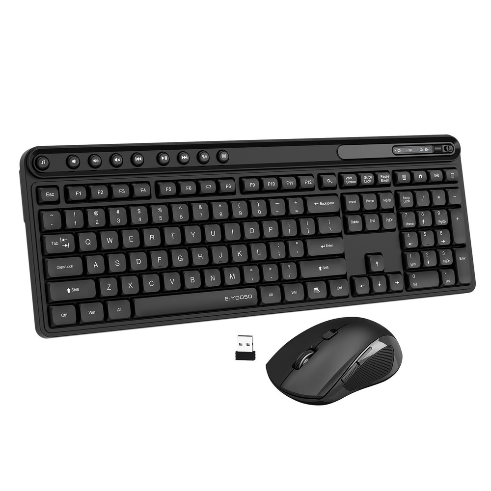 Black Wireless 2.4GHz USB Keyboard Optical Mouse Combo LagFree FullSize