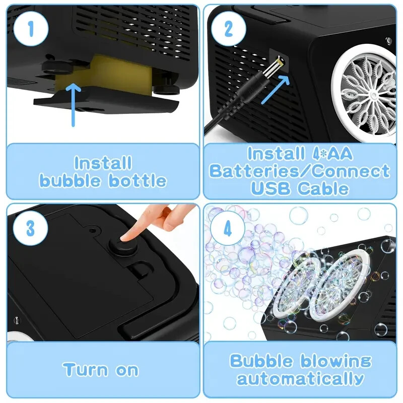 Automatic Bubble Machine, Bubble Blower With 2 Fans 20000+Bubbles Per/Min