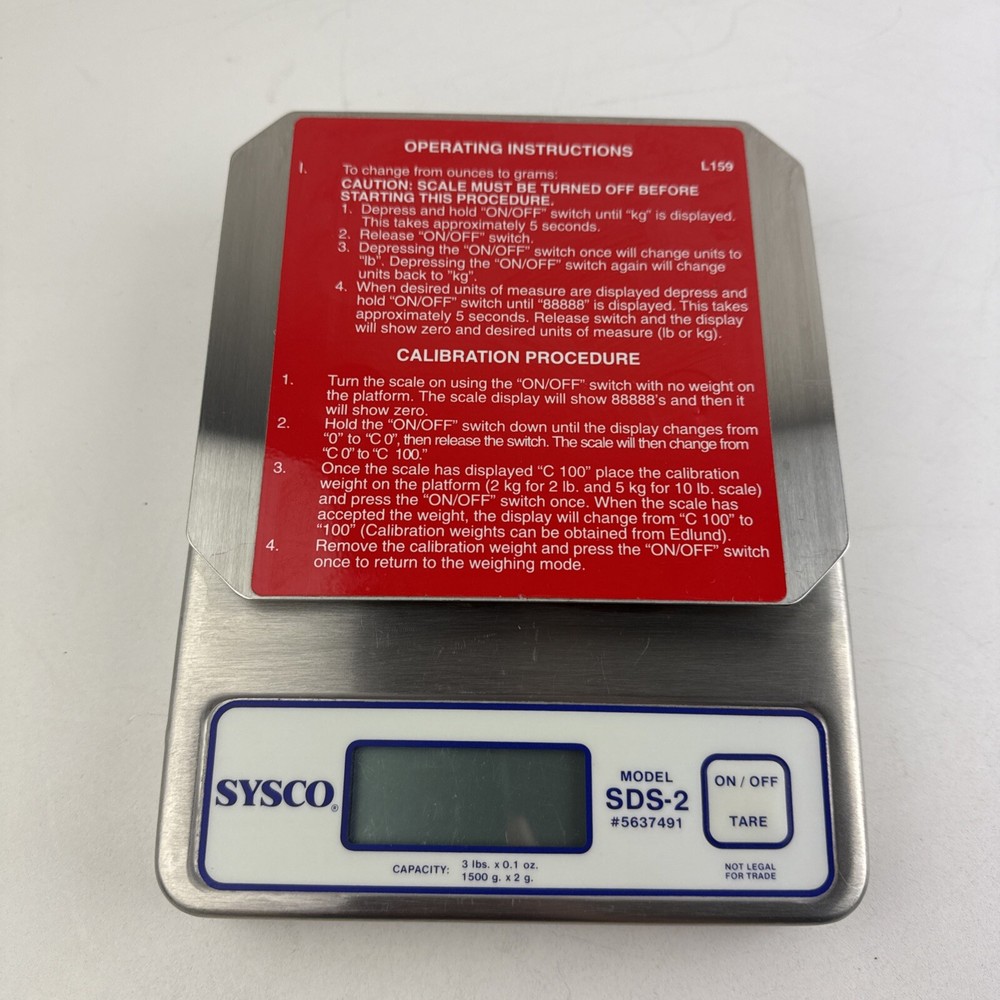 SYSCO Stainless Scale SDS-2  Model 5637491 3 lb Scale WORKING