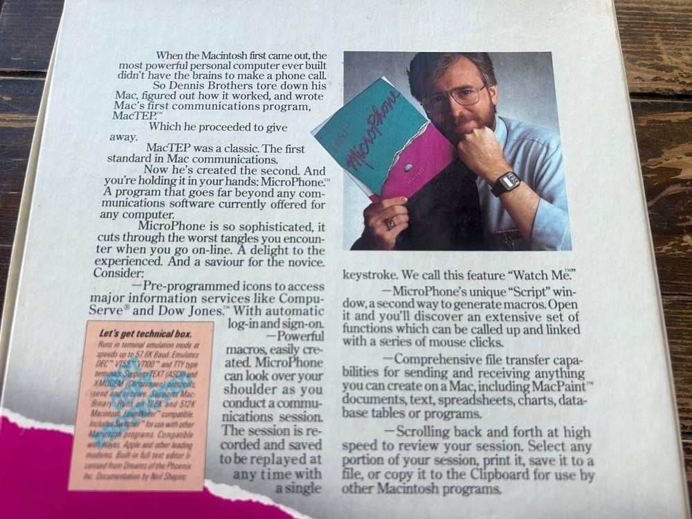 MicroPhone Communication Software for Macintosh Boxed w Manuals & Disks