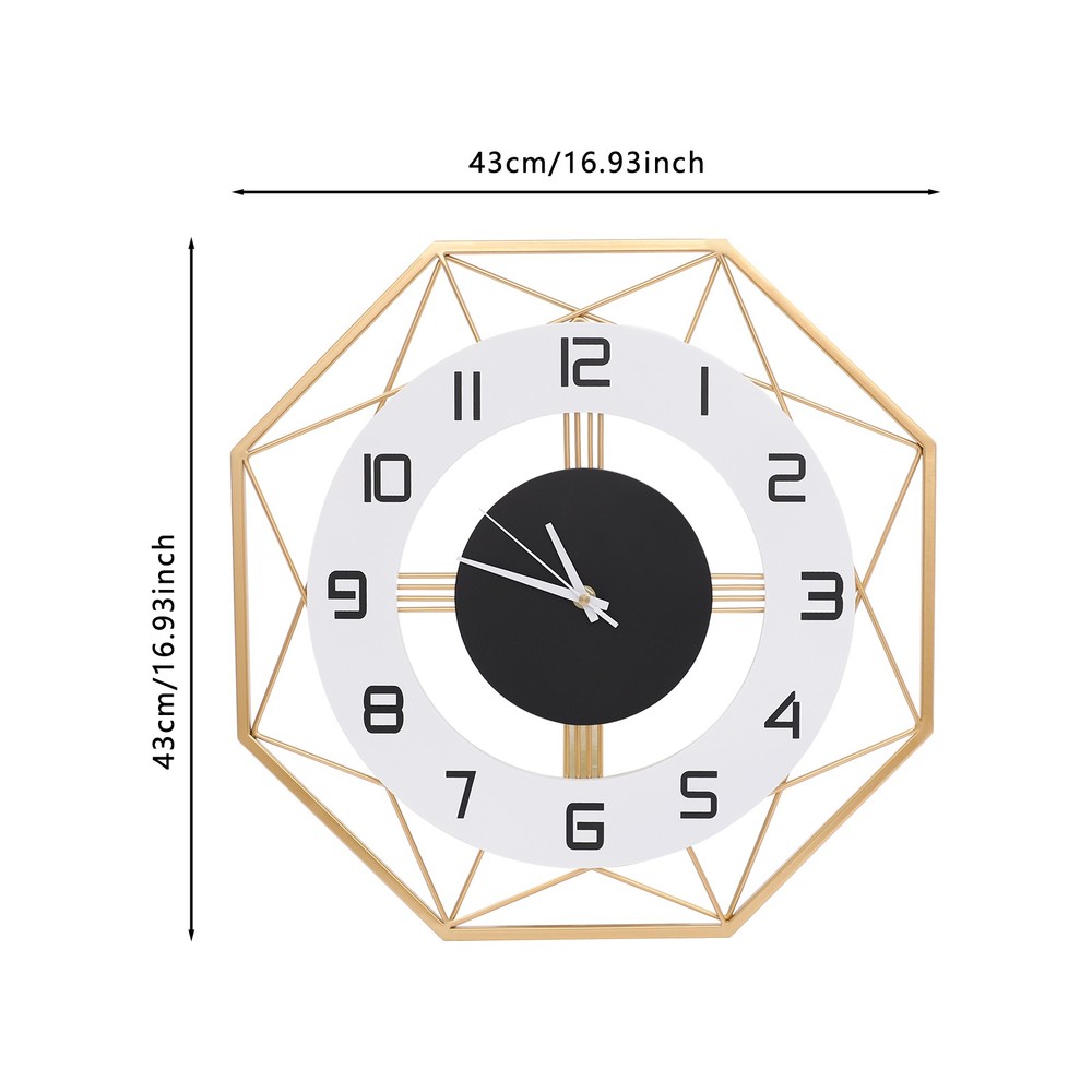 Modern Octagonal Wall Clock - Silent Battery Operated, Easy to Install