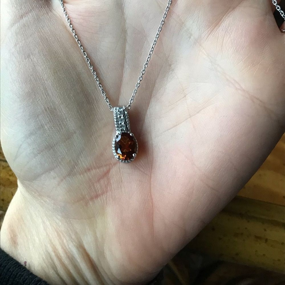 Natural Citrine Sterling Silver Necklace