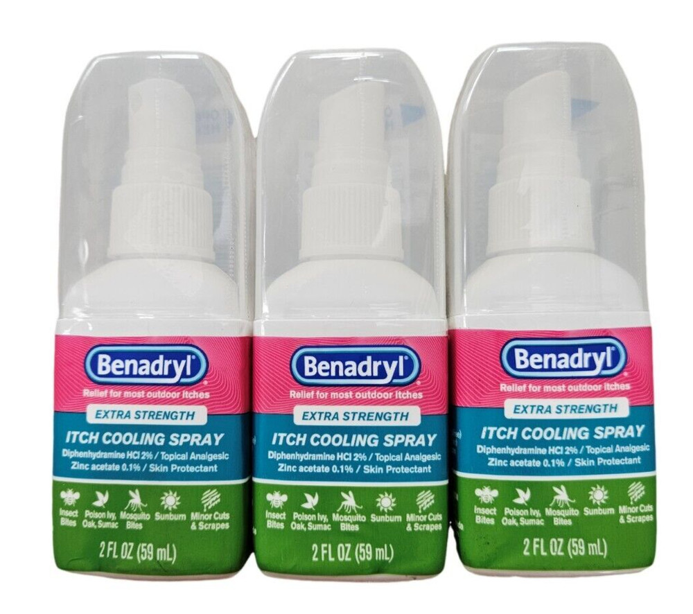 Benadryl SPRAY Extra Strength Itch Cooling Spray 2oz ( 3 pack )  --