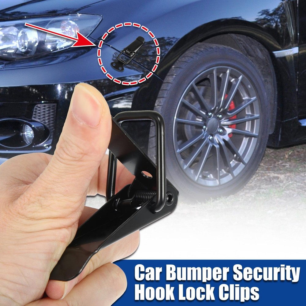 Car Trunk Bumper Security Hook Lock Clips Quick Release Hook Black 105x33mm 2pcs