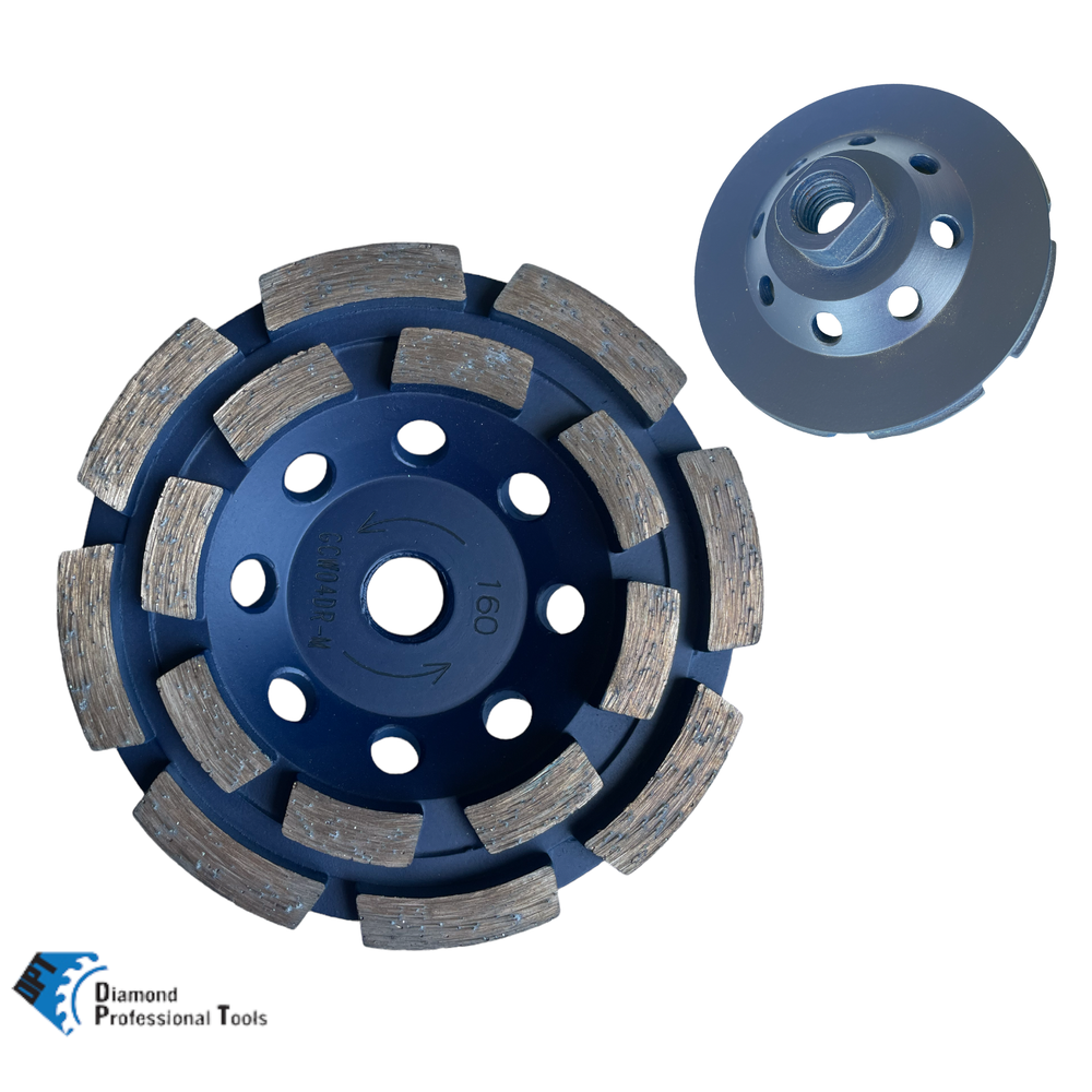 3 Pack 4" Diamond Double Row Cup Wheel Disc for Grinding Concrete Angle Grinders