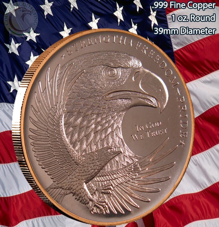 "Eagles" 2 oz .999 Copper Round Beautiful Design