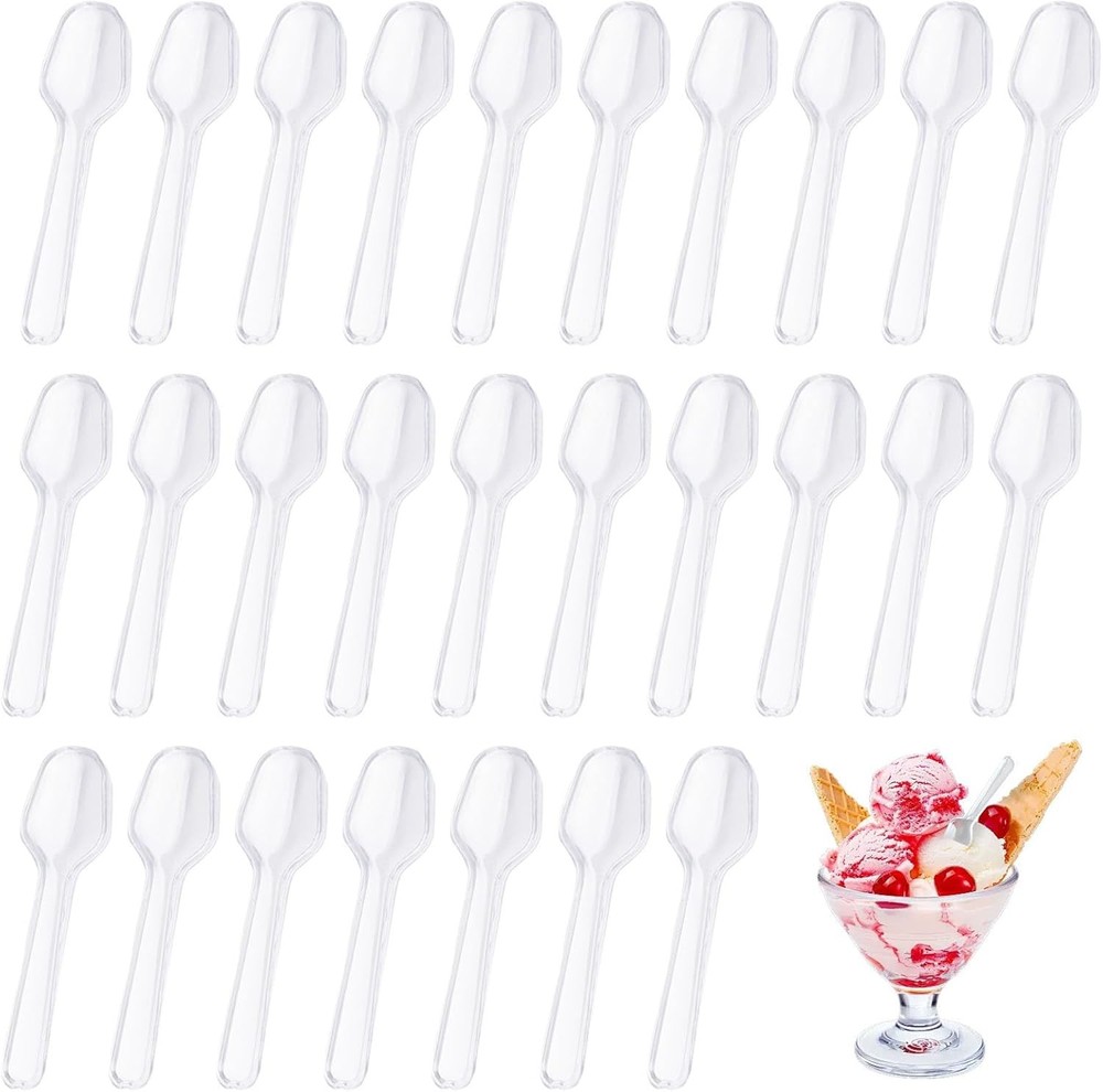 Mini Spoons for Derts, Clear Plastic Small Tasting Spoons, Disposable