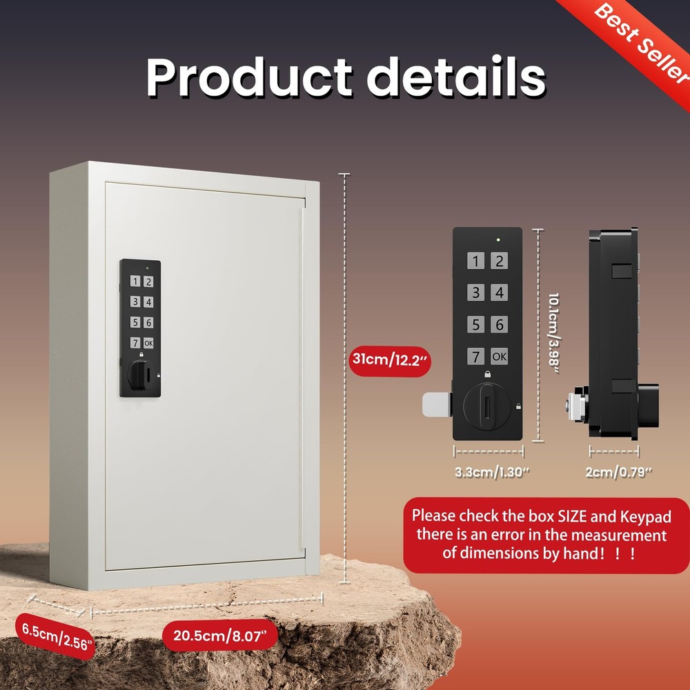 40 Keys Electronic Key Lock Box for Keys with Code, Private/Public/Password H...