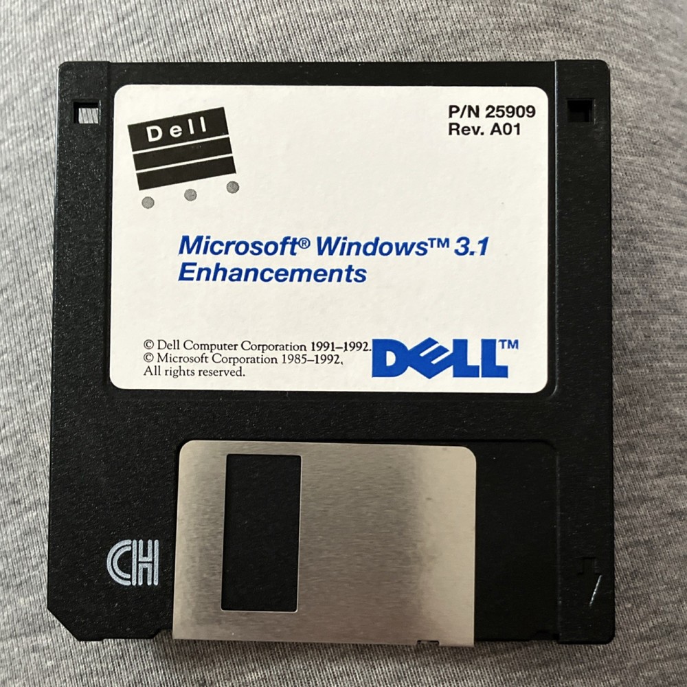 Vintage 1992 Dell Microsoft Windows 3.1 3.5" Floppy Disk Operating System Set