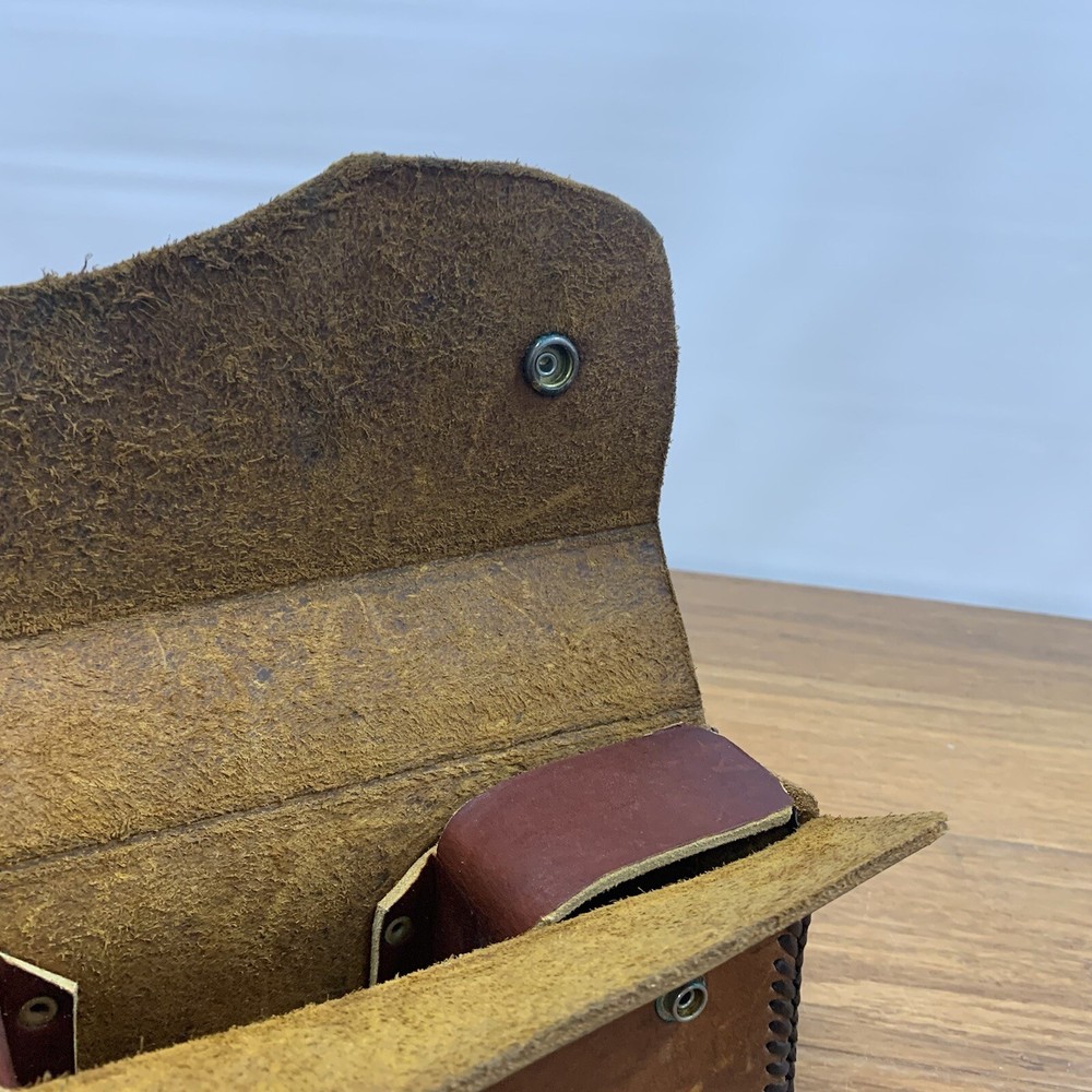 Vintage Leather Cosplay Storage Case Large Hand Stitching Tooled Handmade