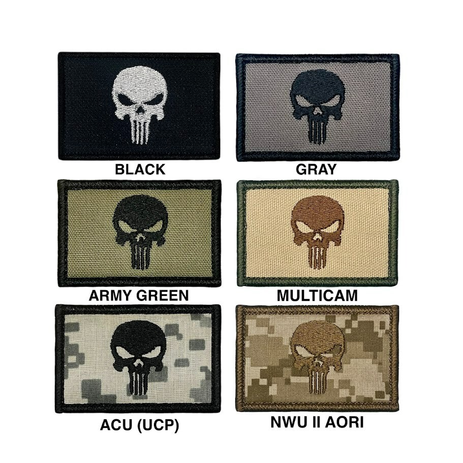 Punisher Skull Tactical Patch - Hook and Loop Morale Badge - 2X3