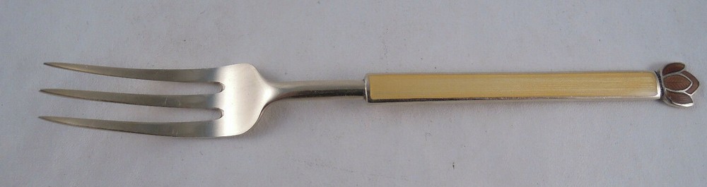 DAVID ANDERSEN STERLING SILVER AND TWO TONE ENAMEL FORK