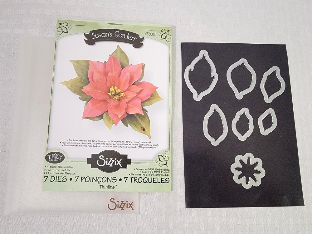 Sizzix POINSETTIA Susan's Garden - 7 Thinlits Dies, flower - NEW!
