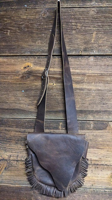 LEATHER MUZZLELOADER FRINGED POSSIBLES POUCH BAG