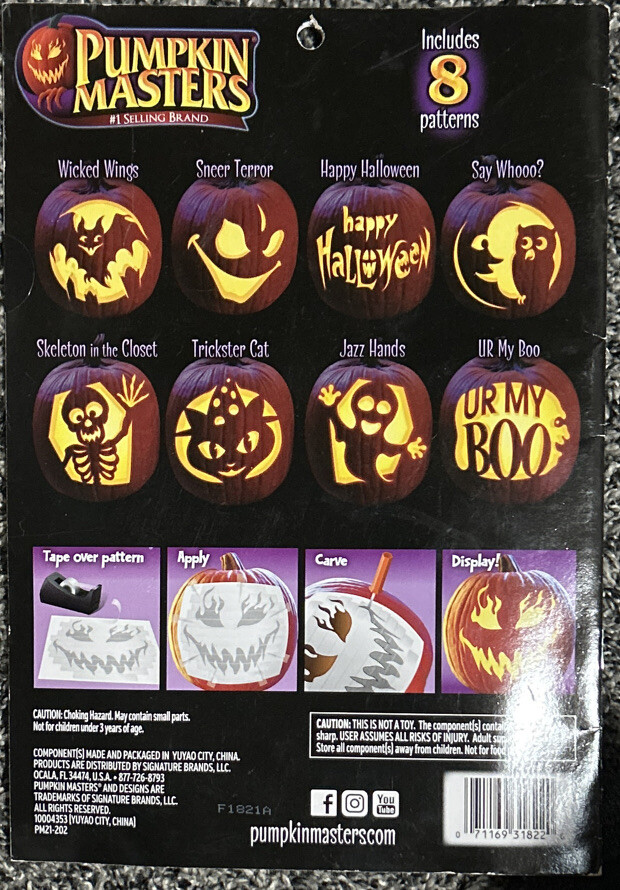 Pumpkin Masters Carving Kit With Lid Cutter Saw And 8 Traceable Patterns
