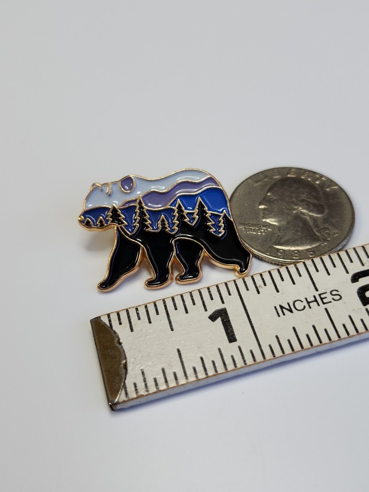 Walking Bear Lapel Pin Wilderness Scene