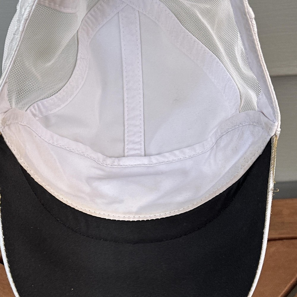 Vintage Nike Tailwind 7 Panel Hat Cap Strap Back Mens White Mesh Running Feather