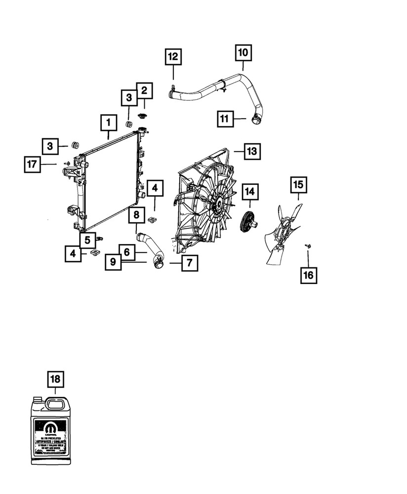 Genuine Mopar Cooling Module Fastener Kit 68203647AA