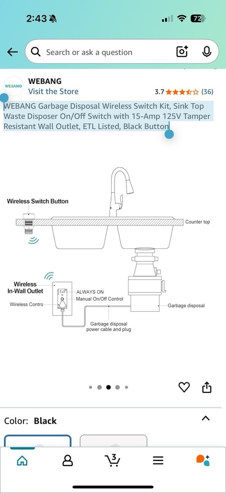 WEBANG Garbage Disposal Wireless Switch Kit
