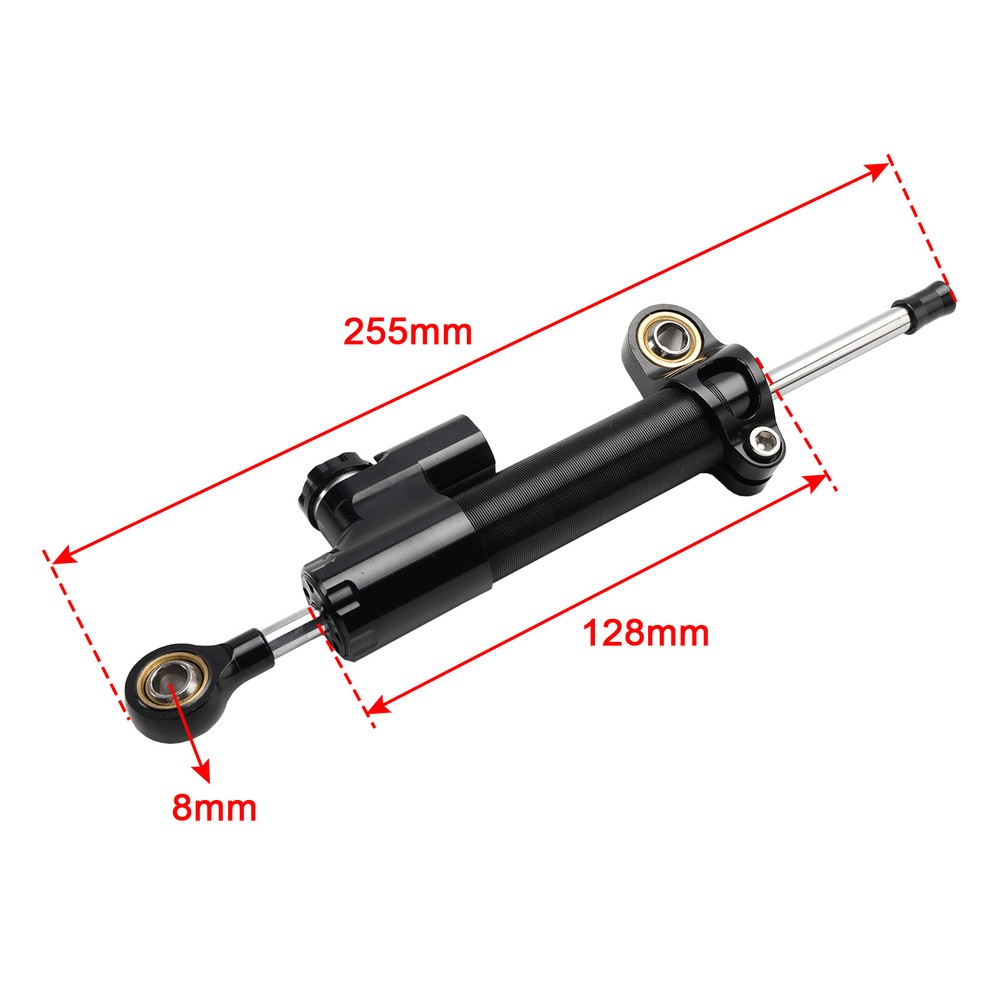 Universal Motorcycle CNC Adjustable Steering Damper Stabilizer Top Black US