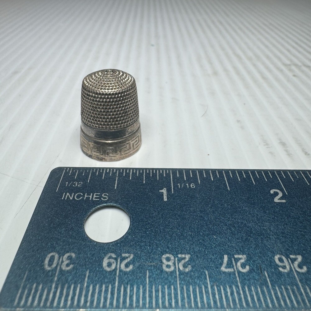 Sterling Silver 925 #11 Greek Key Thimble