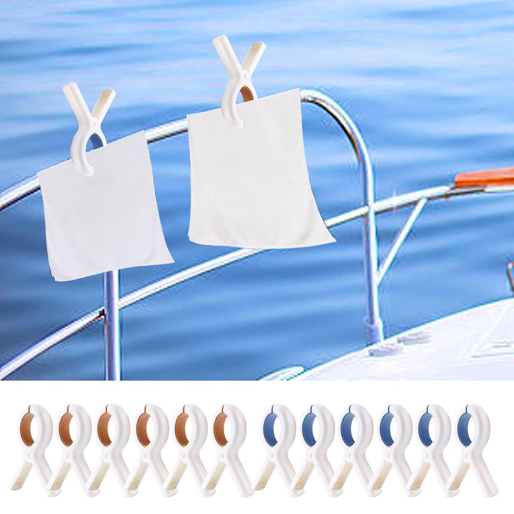 12 Pack Beach Towel Clips Windproof Plastic Strong Grip for Pool Chairs