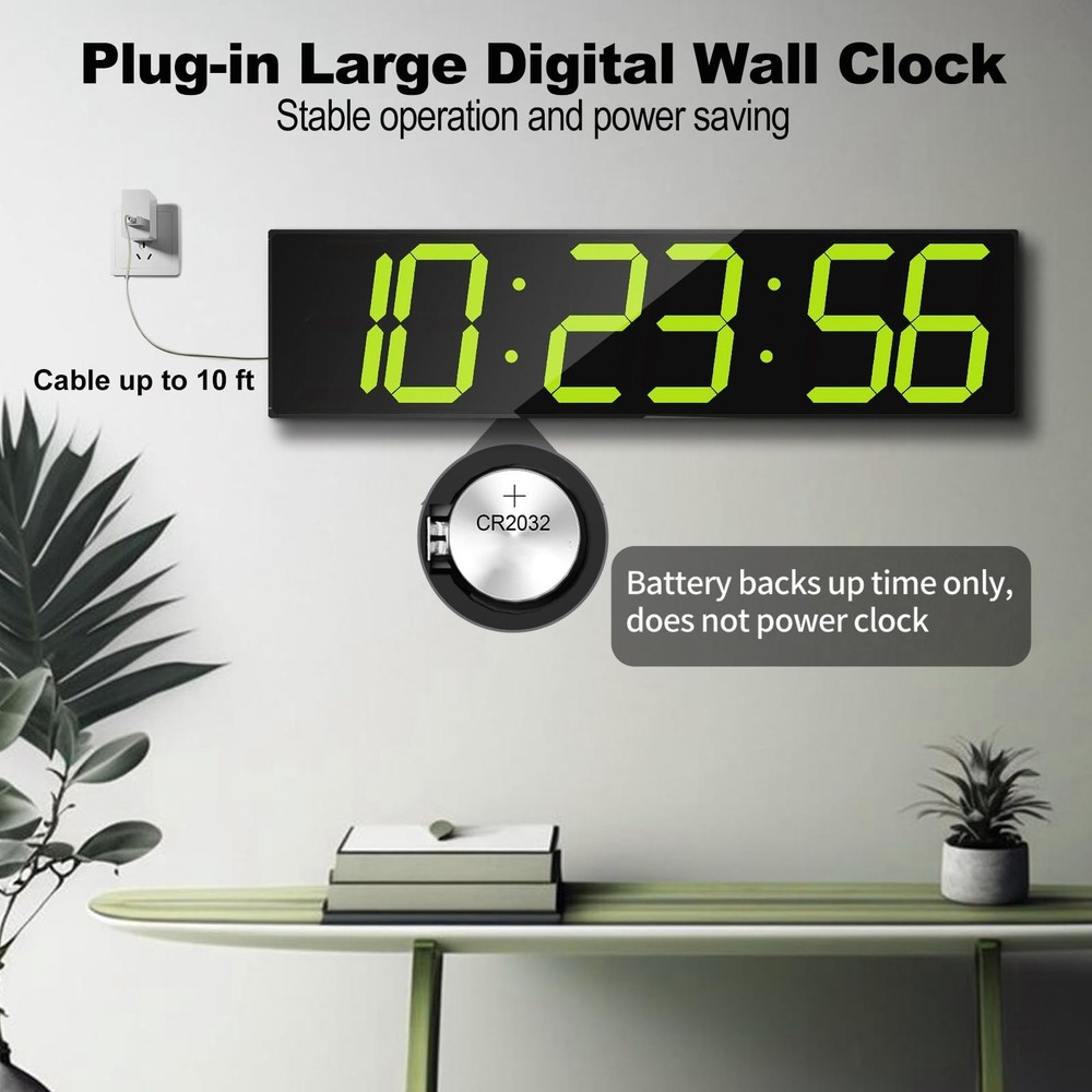 Digital Wall Clock, Oversize Digital Clock with Auto Dimmer, Huge Countdown T...