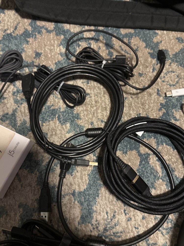 Lot Random Cables and Tech USB cables, computer, mouse, other cables, hub