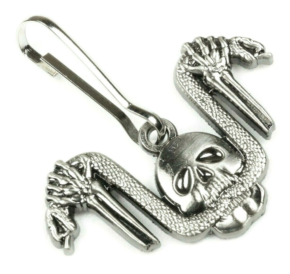 Snake Handlebars Skull Death Biker HOG Harley Jacket Backpack Zipper Pull Clip