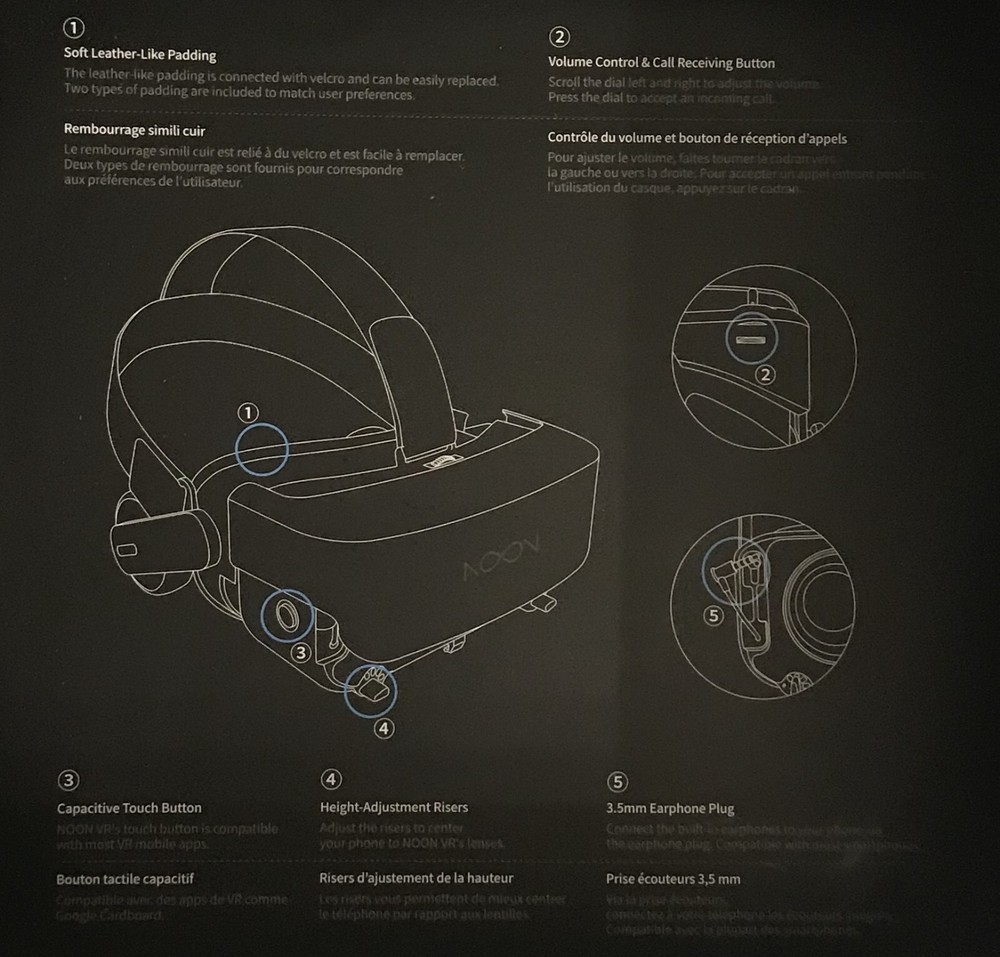 Noon Pro VR Headset - VR Glasses Goggles for Smartphone - Includes Case