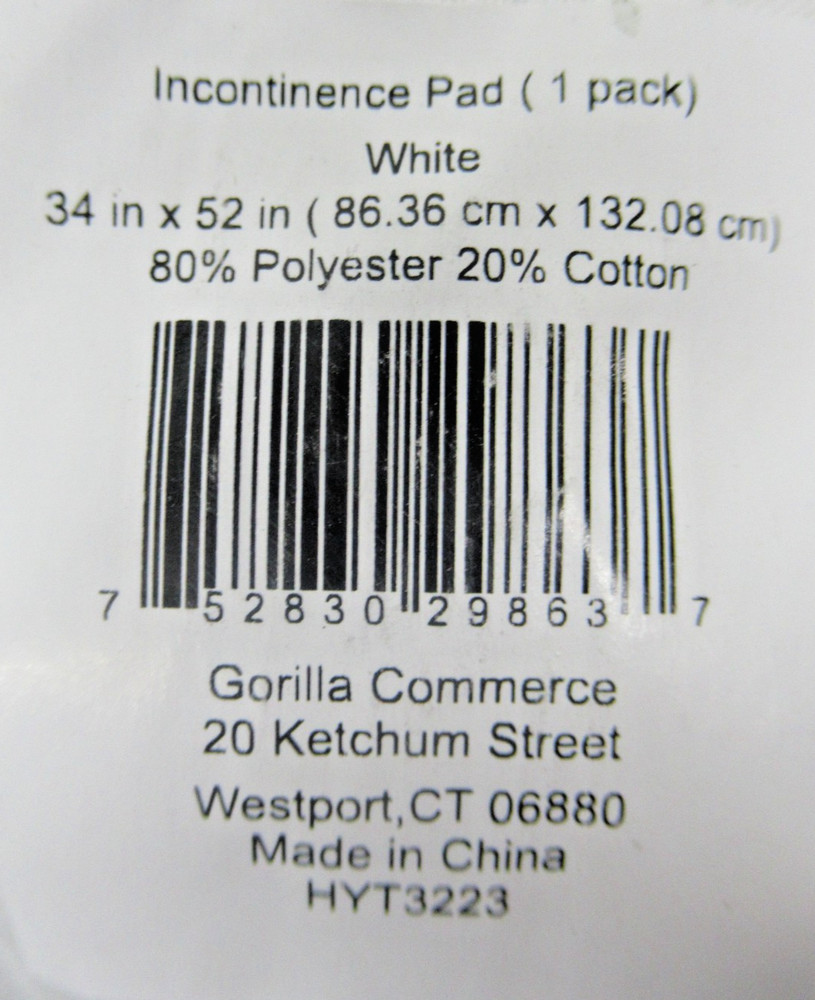 MIGHTY MONKEY Incontinence Pad 34"x52", White