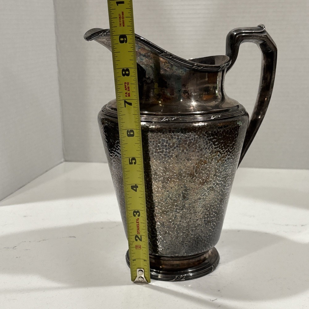 Reed & Barton Water Pitcher Hammered Surface Pattern 5585 With Patina
