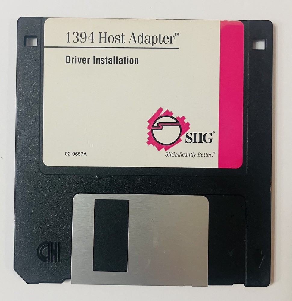 SIIG 1394 Host Adapter Driver Disk v02-0657A 3.5” Floppy Vintage PC Install