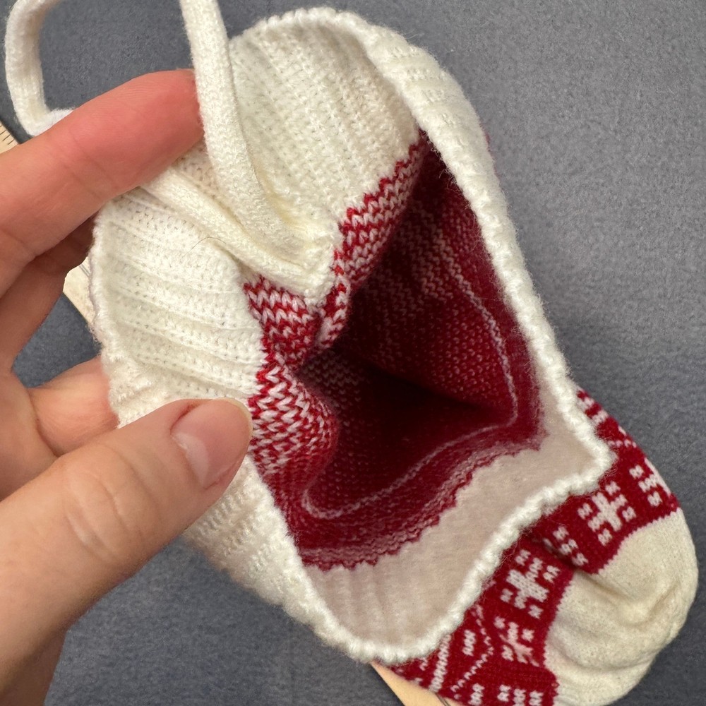 Red White Nutcracker Knit Christmas Stocking Patterned Trees Holiday Soft 18in