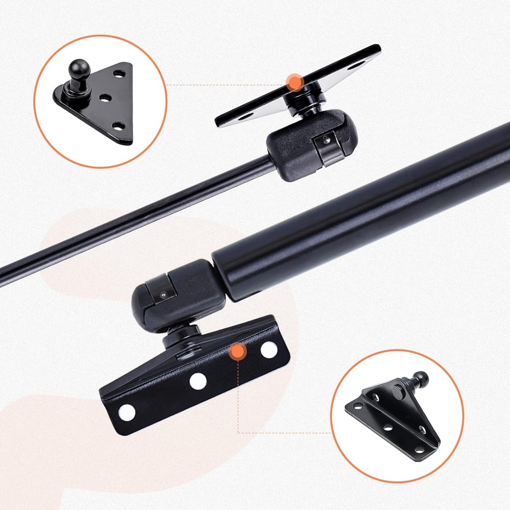 10MM Mounting Bracket, Gas Strut Spring Ball Stud, 2 Angled L-Type Mounts and 2