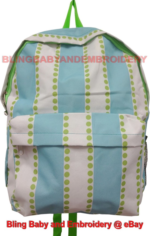 Aqua Blue Stripes Green Dots Backpack
