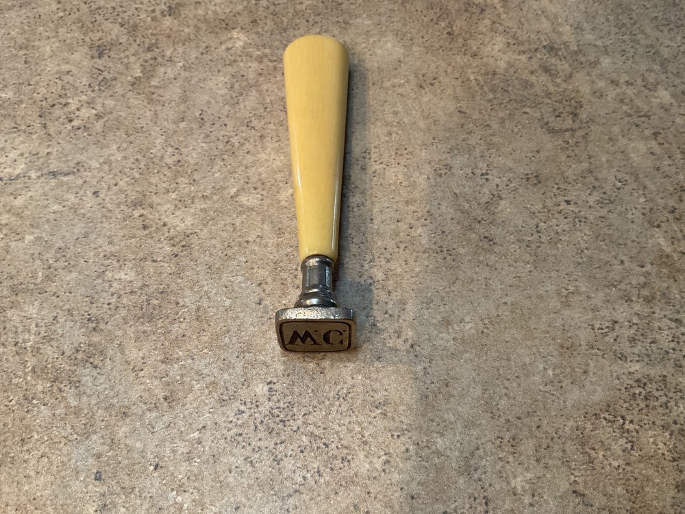 Vintage Wax Seal Stamp, Monogrammed Bakelite Handle