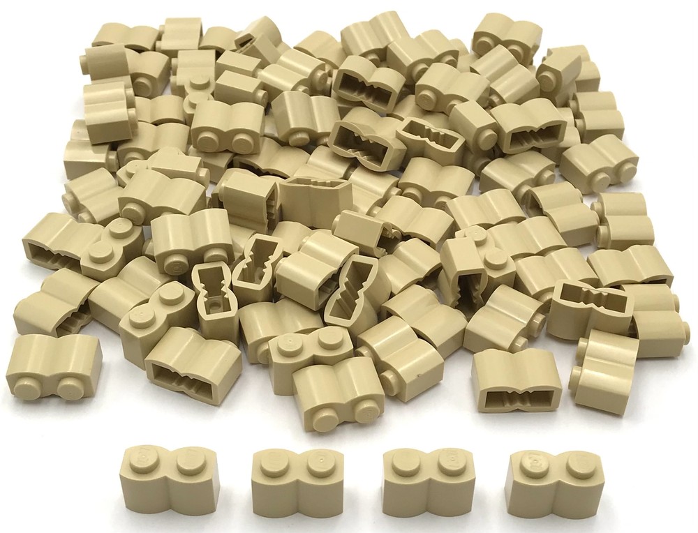 Lego 100 New Tan Bricks Modified 1 x 2 Studs with Log Profile Building Blocks