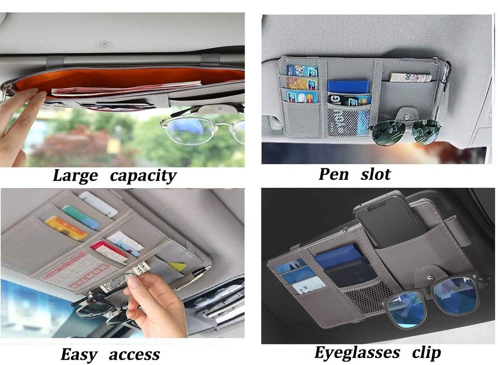 Car Sun Visor Organizer Auto Interior Pocket Holder for Documents and