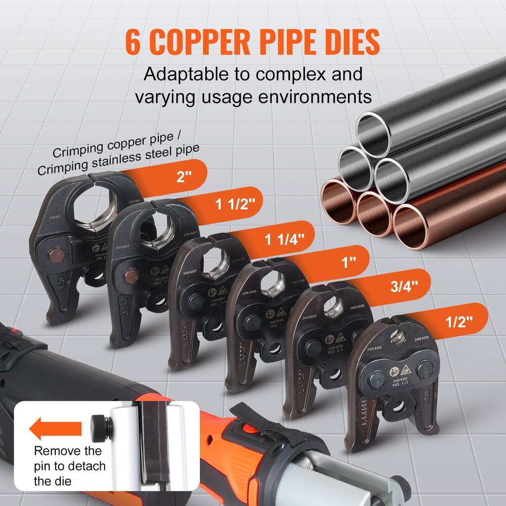 Multi-Jaw Press Tool Kit Pro 6 Pieces Battery Powered Crimping Device