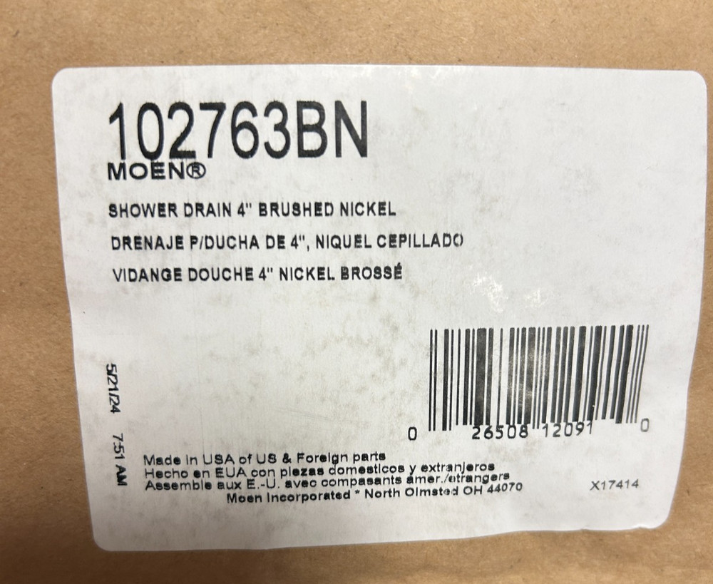 Moen 102763BN Tub Shower Drain Covers Brushed Nickel