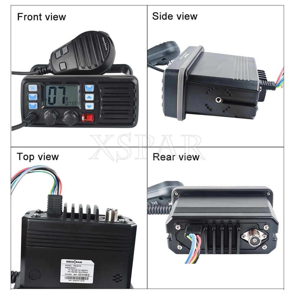 RS-507MG 25W VHF Mobile Marine Transceiver with Built-in GPS+Programming Cable