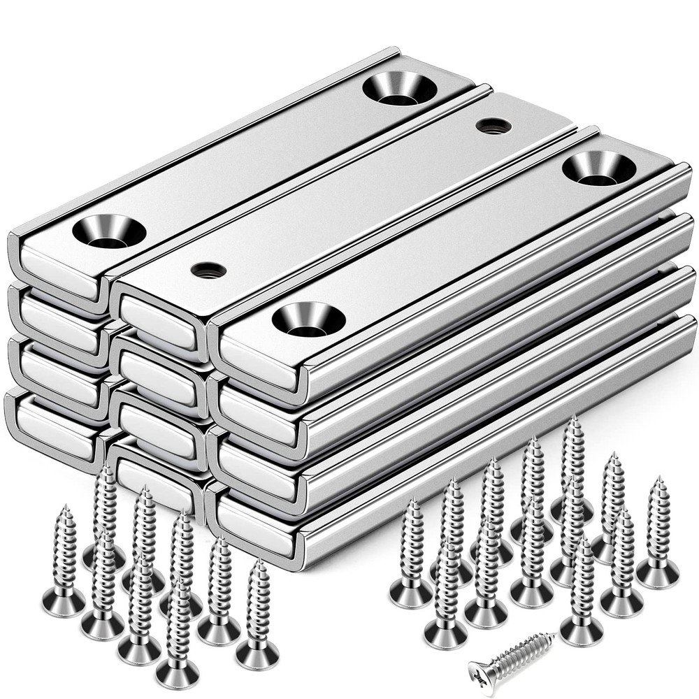 Strong Neodymium Rectangular Pot Magnets with Counter Bore, 70LBS(25 KG) Pull...