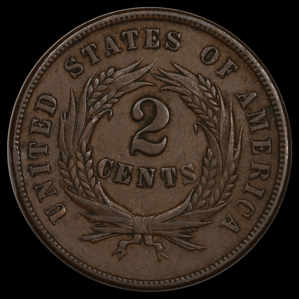1864 2C Two Cent Piece Circulated Coin