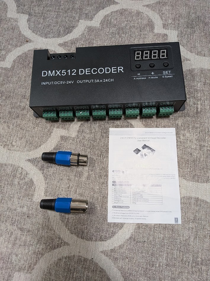 DMX512 Decoder 24 channel with Digital Display DC5V-24V RGB LED strip controller